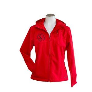 Double Diamond Womens Red Softshell Jacket S/C Polyester Spandex Blend With Hood